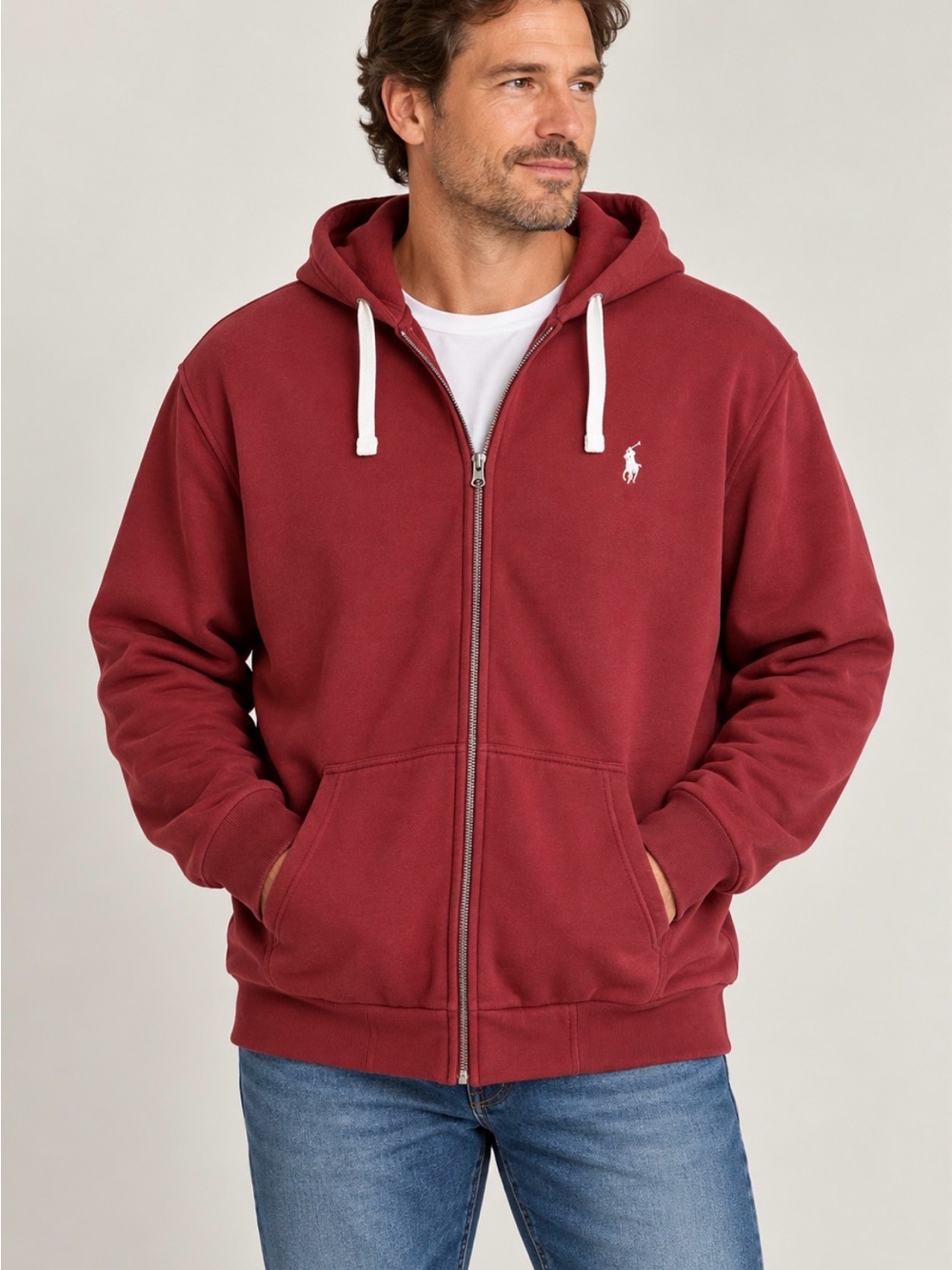 Polo Ralph Lauren Men’s XXL Burgundy Full Zip Hoodie Sweatshirt
